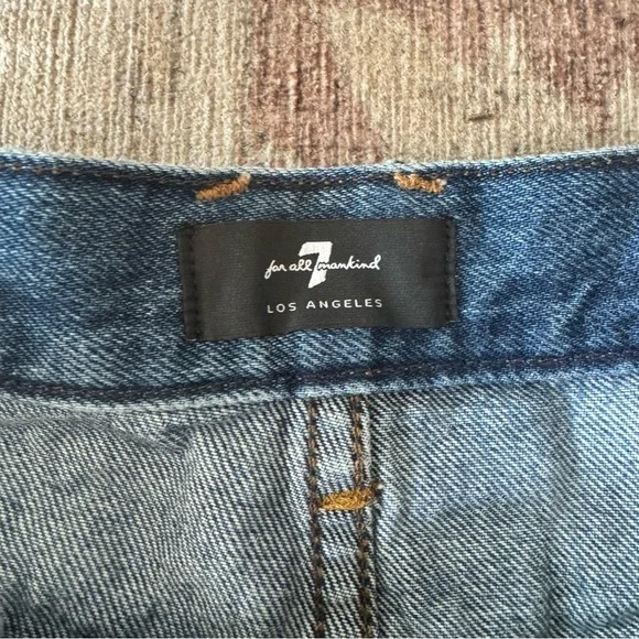 7 For All Mankind Blue Jean Shorts Distressed Style - Picture 2 of 4